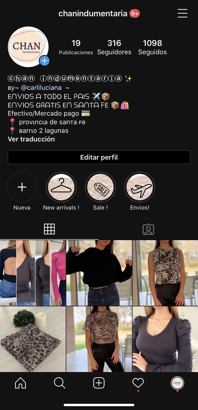 Indumentaria femenina. Chan indumentaria