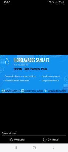 Hidrolavados santa fe servicios de limpieza en gral